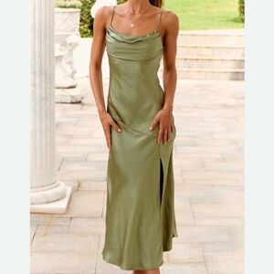 Billy J Elegant Sage Celina Midi Slip Dress